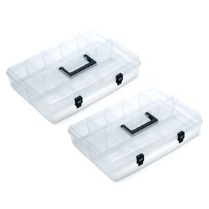 Sorteerbox/vakjes koffer - 2x - spijkers/schroeven/kleine spullen - 6 vaks - 40 x 30 x 8.5 cm