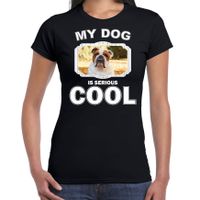 Britse bulldogs honden t-shirt my dog is serious cool zwart voor dames - thumbnail