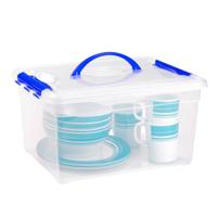 Opslagbox met deksel - transparant blauw - 12 liter - 34 x 27 x 18 cm - kunststof Opslagbox met deksel - transparant blauw - 12 liter - 34 x 27 x 18 cm - kunststof