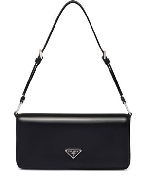 Prada sac porté épaule Femme en cuir brossé - Noir
