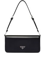 Prada sac porté épaule Femme en cuir brossé - Noir