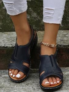 Synthetic Leather Casual Summer Slide Sandals