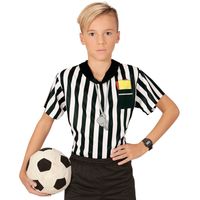 Voetbal scheidsrechter kostuum/ shirt jongens met opdruk 158 (11-13 jaar)  -