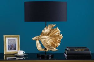 Design tafellamp CROWNTAIL 65cm zwart goud stoffen kap marmeren voet - 43170