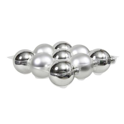9x Glazen Kerstballen Mat En Glans Zilver 10 Cm - Kerstbal 9x Glazen Kerstballen Mat En Glans Zilver 10 Cm - Kerstbal
