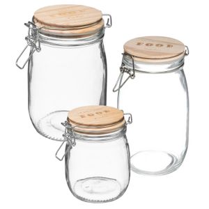 Set van 6x keuken voorraadbussen/potten glas 0.75/1.0/1.5 Liter inhoud