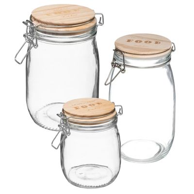 Set van 6x keuken voorraadbussen/potten glas 0.75/1.0/1.5 Liter inhoud