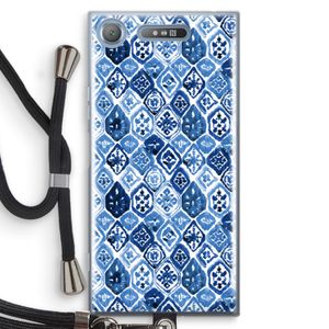 Blauw motief: Sony Xperia XZ1 Transparant Hoesje met koord