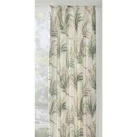 40% korting - Leen Bakker - Gordijnstof Nakuru - Groen/beige - Polyester/Linnen/Gerecycled Kunststof - Groen#Wit - B150 Cm