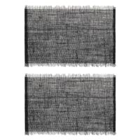 Set van 12x stuks placemats uni zwart jute 45 x 30 cm