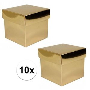 10x stuks Gouden cadeaudoosjes 10 cm vierkant