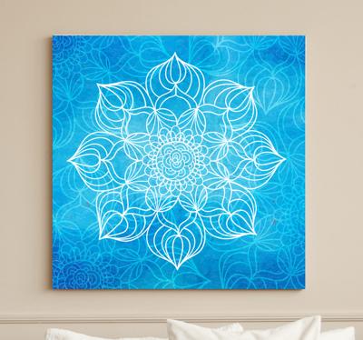 Canvas schilderij mandala Blauwe verfplons