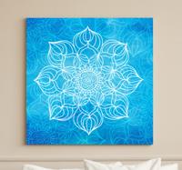 Canvas schilderij mandala Blauwe verfplons