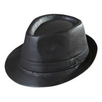 Trilby verkleed hoed- zwart - lederlook - voor volwassenen - maffia/gangster