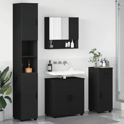 Badkamermeubelset 4 pcs Zwart 61 x 35 x 64 cm Bewerkt hout