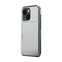 iPhone 15 Pro Max hoesje - Backcover - Hardcase - Pasjeshouder - Portemonnee - Shockproof - TPU - Zilver