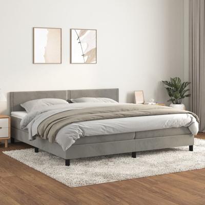 Boxspring met matras fluweel lichtgrijs 200x200 cm