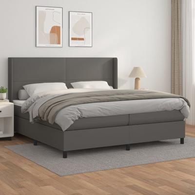 Boxspring met matras kunstleer grijs 200x200 cm