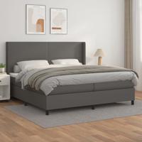 Boxspring met matras kunstleer grijs 200x200 cm