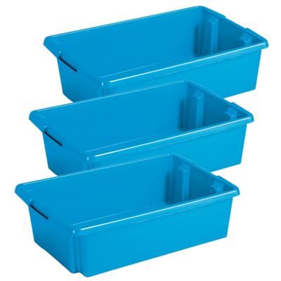 Sunware opslagbox Nesta - 3x - kunststof - 30 liter - blauw - 59 x 39 x 17 cm