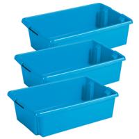 Sunware opslagbox Nesta - 3x - kunststof - 30 liter - blauw - 59 x 39 x 17 cm