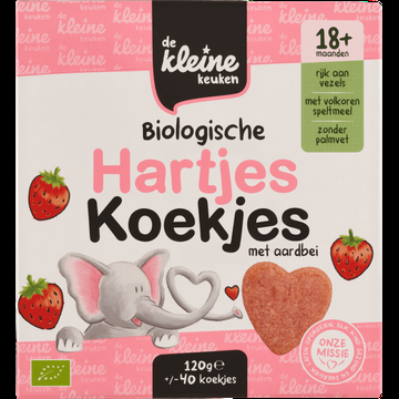 De Kleine Keuken Biologische Hartjes Koekjes met Aardbei 18+ Maanden 120 g bij Jumbo