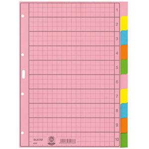 Leitz 4340 Register DIN A4 blanco Manila papier Meerdere kleuren 10 tabbladen 43400000