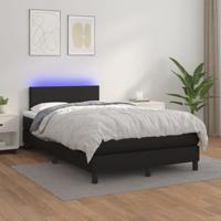 Boxspring met matras en LED kunstleer zwart 120x200 cm