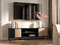 Tv-meubel MARIS 180 cm mat zwart/artisan eik