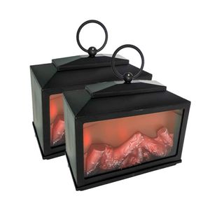 Sfeerhaard met LED verlichting - 2x - L18 x H18 cm - batterijen - Sfeerhaarden