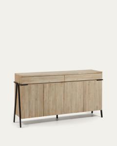 Kave Home Kave Home Dressoir Thinh, Thinh 4-deurs dressoir van massief acaciahout met 2 lades en zwarte afwerking, 184 x 98 cm (mtk0013)