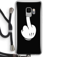 Middle finger black: Samsung Galaxy S9 Transparant Hoesje met koord