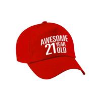 Verjaardag cadeau petje - Awesome 21 year old - 21 jaar - rood - volwassenen - baseball cap