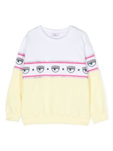 Chiara Ferragni Kids sweat Eyelike à bande logo - Blanc