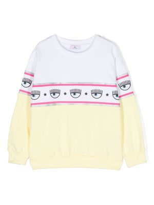 Chiara Ferragni Kids sweat Eyelike à bande logo - Blanc