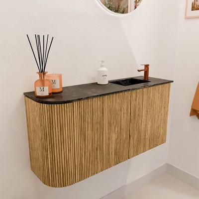 Toiletmeubel Mondiaz Joya Dlux | 81.6 cm | Meubelkleur Oak | Faye wastafel Lava Wasbak Rechts | 1 kraangat
