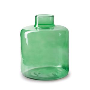 Bloemenvaas Willem - transparant groen glas - D19 x H23 cm - fles vorm vaas