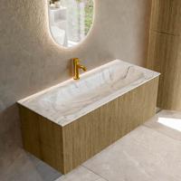 Badmeubel Mondiaz Kurve-Dlux | 110 cm cm | Meubelkleur Dusk | Wastafelkleur Glace | Solid surface | Wasbak midden spoelbak | 1 kraangat