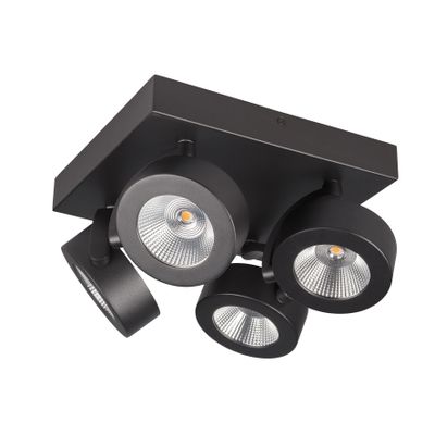 BC0034 LED-opbouwspot 4x10W 2700K Dimbaar Zwart