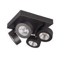 BC0034 LED-opbouwspot 4x10W 2700K Dimbaar Zwart