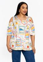 Yoek Tuniek flare TROPICANA | Beige | Maat 38/40