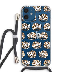 Slapende poes: iPhone 12 Transparant Hoesje met koord