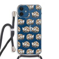 Slapende poes: iPhone 12 Transparant Hoesje met koord