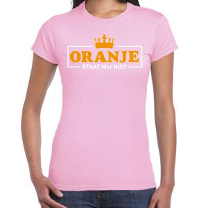 Koningsdag verkleed T-shirt voor dames - oranje staat mij niet - roze - feestkleding