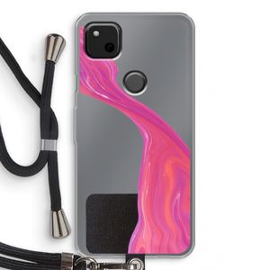 Paarse stroom: Pixel 4a Transparant Hoesje met koord