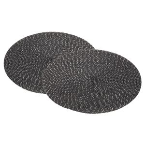 4x Ronde placemats/onderleggers zwart met glitter 38 cm