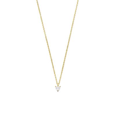 14k Geelgouden Collier met Zirkonia Hart - Verstelbaar 40-42 cm