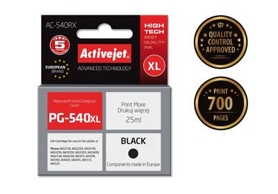 Activejet AC-540RX inkt (ter vervanging van Canon PG-540XL; Premium; 25 ml; zwart)