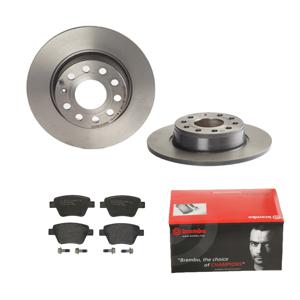 Remmenset, remschijf BREMBO, Remschijftype: Massief, Inbouwplaats: Achteras: , u.a. für Seat, VW, Skoda, Audi