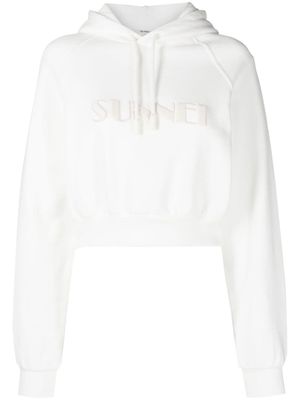 Sunnei hoodie crop en coton à logo imprimé - Blanc